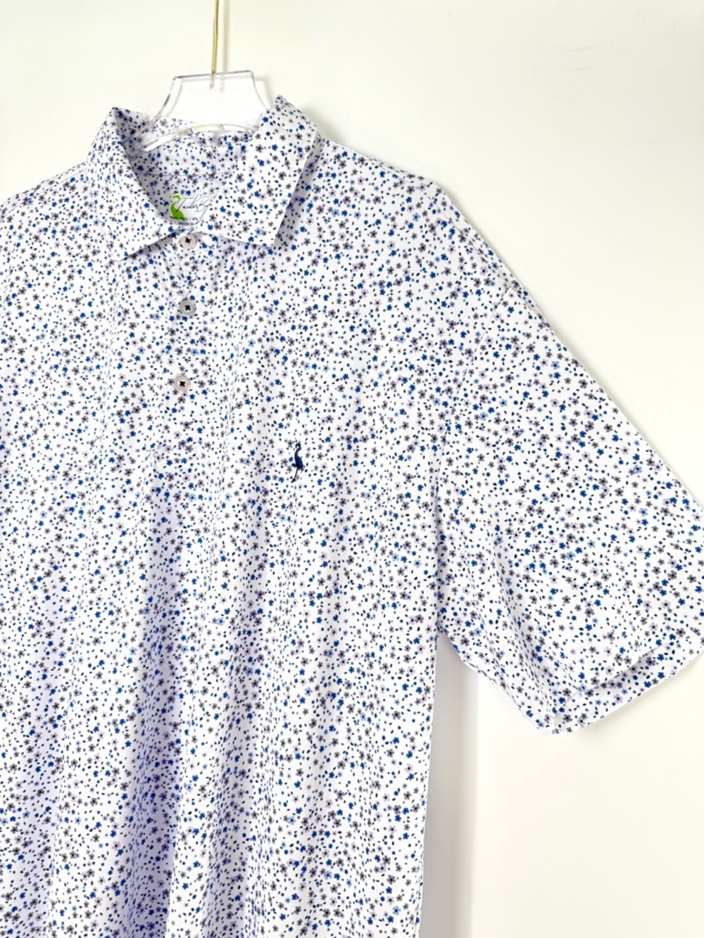 Tailor Byrd Ditsy Floral Performance Polo Golf Shirt White Blue Men's  Size XL - Picture 15 of 17